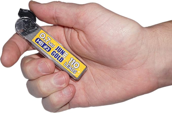 June Gold 8 Pack 0.7 mm HB #2 Mechanical Pencils, Extra Long Spin Eraser, 2 Lead Dispensers/w 220 Refills & 8 Refill Erasers, Break Resistant Lead, Soft Non-Slip Grip