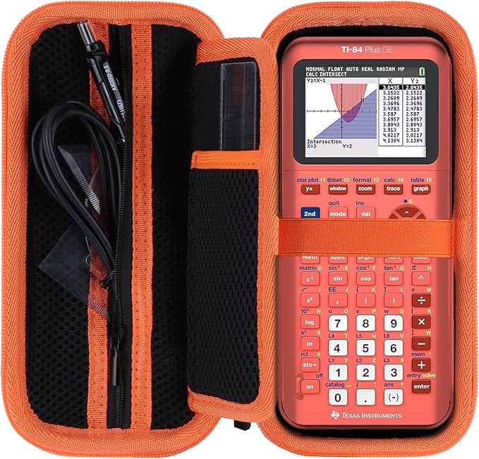 Hard Case Replacement for Texas Instruments TI-84 Plus CE/TI-84 Plus/TI-Nspire CX II CAS/TI-Nspire CX II/TI-83 Plus/TI-89 Titanium/TI-85 / TI-86 Color Graphing Calculator (Black+Orange Case)
