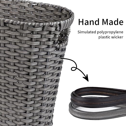 GRANNY SAYS Wicker Bathroom Trash Can, Wicker Waste Basket for Bathroom, Office Trash Can, Trash Bin for Bedroom, Wastebasket with Handles, 19 Liters/5 Gallons
