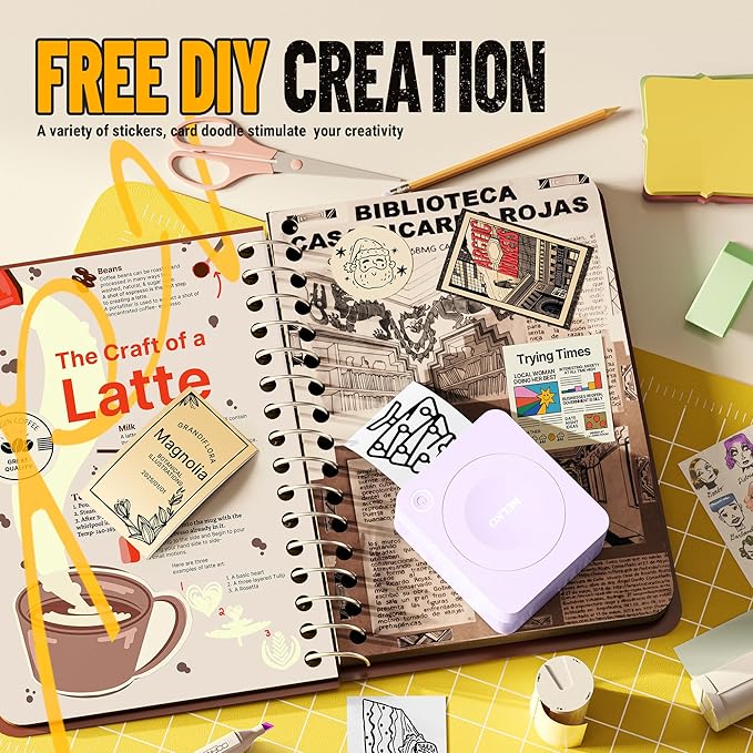 Nelko Sticker Printer, PM230 Print Pod Mini Bluetooth Portabel Sticker Maker with 3 Rolls Paper, Print Pods Mini Printer with Multiple Templates for Phone & Tablet，for School Office Home, Purple