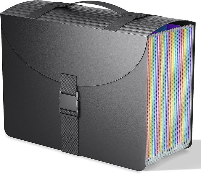 File Organizers with Handle,25 Pockets Accordion File Organizer,Portable Expanding File Folder for Receipt,Bill, A4/Letter Size Paper,Documents,a-z Tabs Included in Filing Folder Frosted