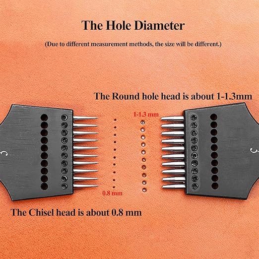 WUTA Removable Circle Leather Hole Punch Lacing Stitching Professional Working Hand Tool Kit Round Hole Puncher Craft Chisel Cutting Punches Kits 2nd Generation 3.85mm-(2+4+6)