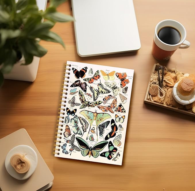 Boho Moth Notebook Journal - Moon Journal, Witch Journal, Witchy Notebook, Witchy Gifts for Women, Writing Notebooks, Witch Spiral Journal Notebook 5.5×8.3, 164 Pages