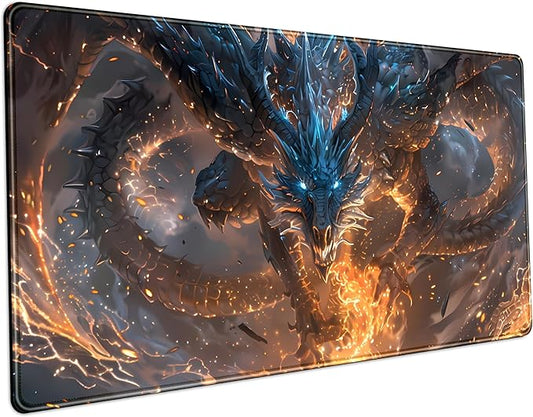Cute Anime Dragon Desk Mat Kawaii Mouse Pad Gaming XXL Large Extended Desk Matt for Desktop with Stitched Edges, Laptop Computer Keyboard Mouse Mat for Women Office Decor Accessories 31.5''x15.7''
