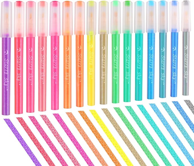 Glitter Highlighters, Assorted Colors Set,Chisel Tip Sparkle Pastel Highlighter No Bleed, Aesthetic Glitter Markers for Adults Journaling and Kids Practise, Sparkly Highlighters