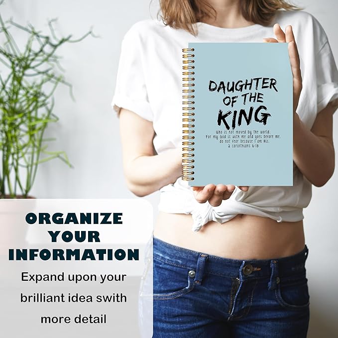 BearCake Prayer Journal for Woman,Christian Bible Journal,Christian Gifts for Women, Bible Notebooks for Note Taking, Daughter of the King,Spiral bible Notebook 5.5x8.3 Blue