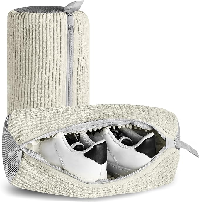 Shoe Washing Machine Bag Upgrade Version Laundry Shoe Bag for Washer and Dryer 100% Safe and Easy Shoe Cleaning 1 Pair (Beige, One Size)