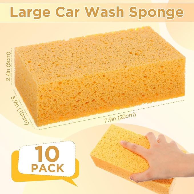 Mimorou 10 Pcs Large Sponge Bulk 7.9 x 3.9 x 2.4 Inch Grouting Car Washing Sponge for Thick Cleaning and Dish Washing