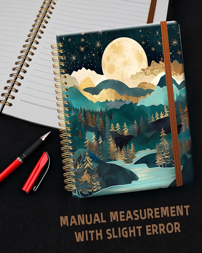 Ruled Spiral Writing Notebook,A5 Hardcover Lined College Journal for Women Lady Girl,Strong Twin-Wire Binding with Premium Paper,8.4" X 6",Perfect for School,Office,Home Gifts(mountain natural