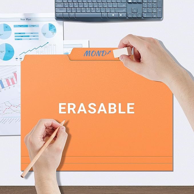 24 Pack Colored Plastic Manila File Folder,3 Tab Multi-Color Heavy Duty Files Folder with 1/3-Cut Tabs,Letter Size,Assorted Colors Filing Folder,Cabinet Office Supplies Folders for Documents, 8.5 x 11