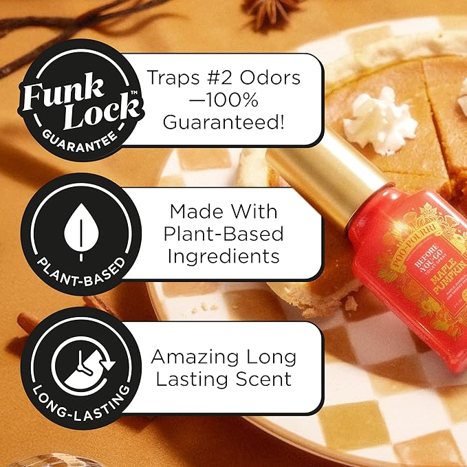 Poo~Pourri Maple Pumpkin 2oz Before-You-Go Toilet Spray - Instantly Trap Bathroom Odor - Plant Based Ingredients & Essential Oils - No synthetic fragrance - Maple, Pumpkin, and Smoked Vanilla Scent