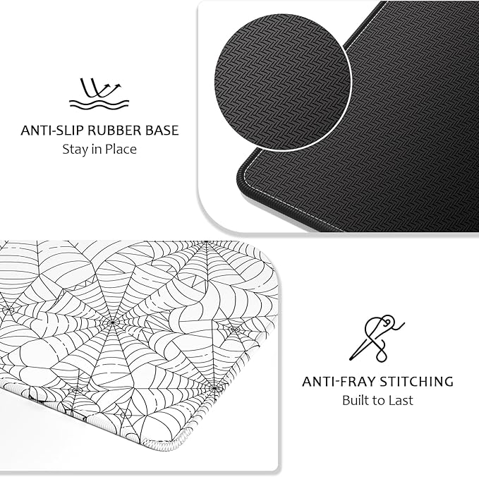 Auhoahsil Desk Mat, Ultra Large Mouse Pad, XXL Gaming Mousepad, Pretty Desk Pad, Big Extended Full Size Desktop Desk Matt for Keyboard, Laptop & Computer, 35.5 x 15.7 in, White Goth Spider Web