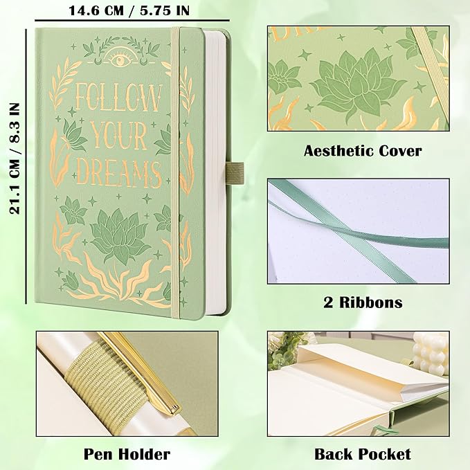 Bullet Dotted Notebook for Women Men, 190 Numbered Pages Journal, A5 Butterfly Floral Journals for Writing, Aesthetic Notebooks, Work School Note Taking, 5.4" x 8.4"