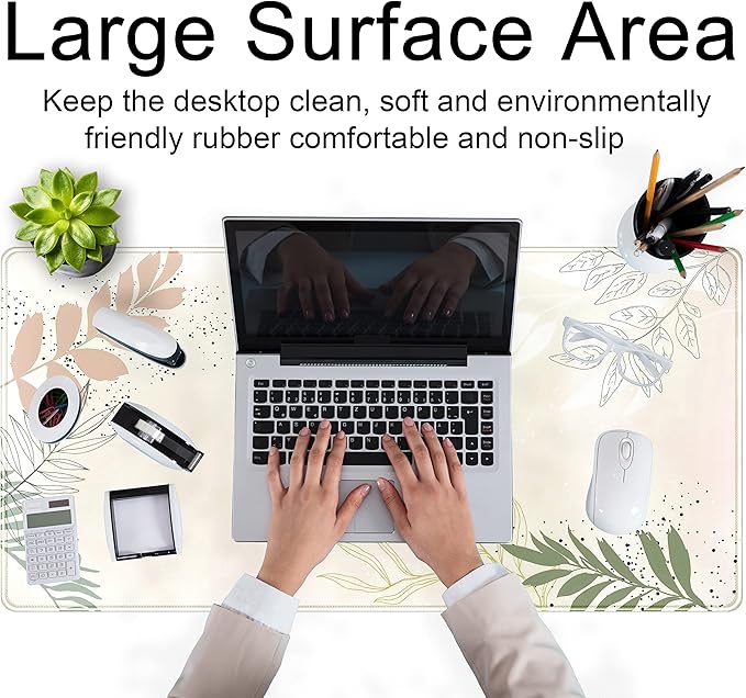 Boho Mouse Pad - Pastel Abstract Desk Mat - Matcha Green - Aesthetic Office Decor - 31.5x15.75 in - For Women & Gamers