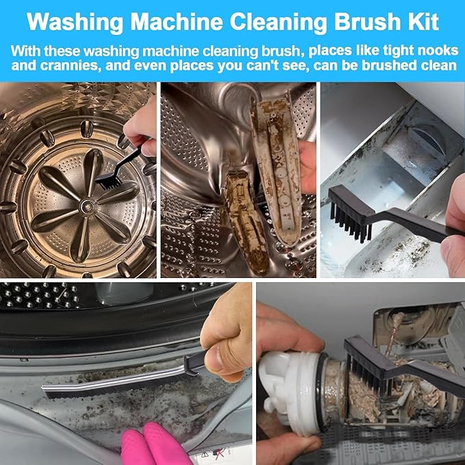 Washing Machine Cleaning Brush Kits,Front Load Washer Scrub Cleaner Tools Accessories-1 Pcs Drum Laundry Cleaner Brush and 5 Pcs Crevice Cleaning Brush for Tight Spaces and Washer Rubber Seal