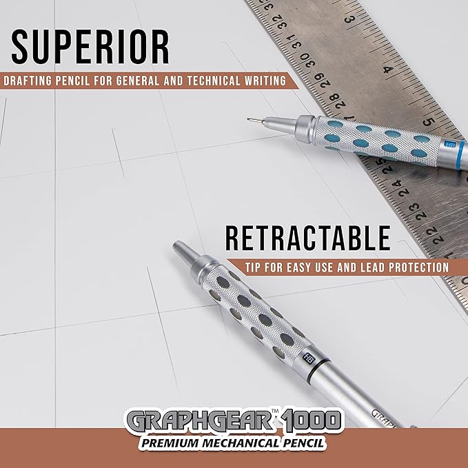 Pentel GraphGear 1000 Mechanical Pencil, (0.5mm) Point Size, Black Barrel, 1 Each (PG1015A)