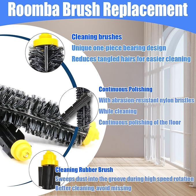 Replacement Parts for iRobot Roomba 600 500 Series 694 695 677 671 690 680 660 650 620 614 595 585 564 Vacuum Robotic,2 bristle brush, 2 beater bru-sh, 8 spinning side brush, 8 AeroVac filters