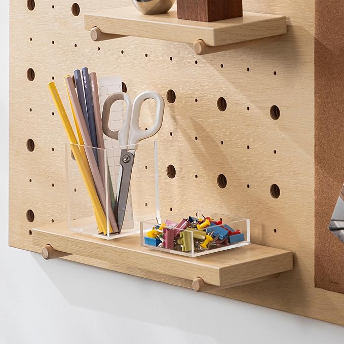 HBlife Office Desk Organizer Set of 3 with Pen Pencil Holder, Paperclip Storage and Sticky Note Holder, Clear Acrylic Desktop Accessories and Workspace Organizers for Women or Men