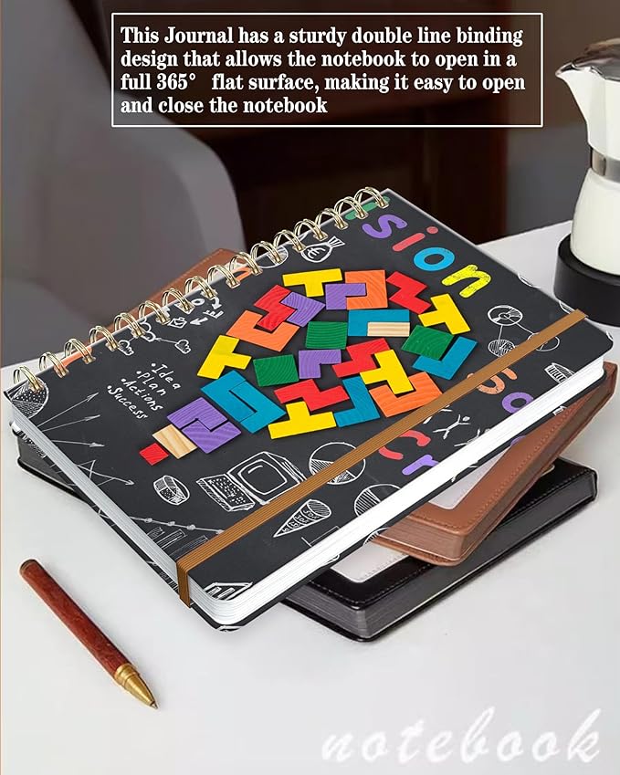 Spiral Journal Notebook for Women, Hardcover A5 College Ruled Notebook, 120 Pages, Thick Paper, Cute Lined Journal for School, Office & Work, 6 x 8.4 in(Geometric)