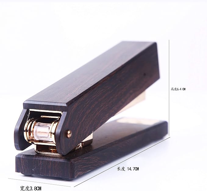 Woodgrain Black Stapler, Marbled Woodgrain Stapler, Elegant and Gorgeous Modern Accessory for Stylish desks in School, Home or Business - Rose Gold