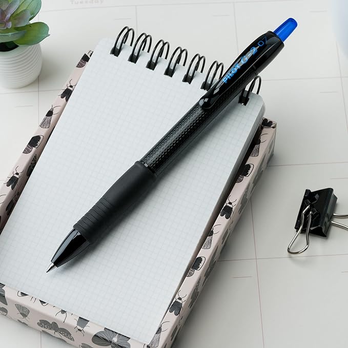 PILOT G2 Edge Blue Premium Gel Roller Pens, 0.7 mm Fine Point Pens, Sensory Writing Experience, 12ct Box - Ideal for School, Journaling & Office Writing