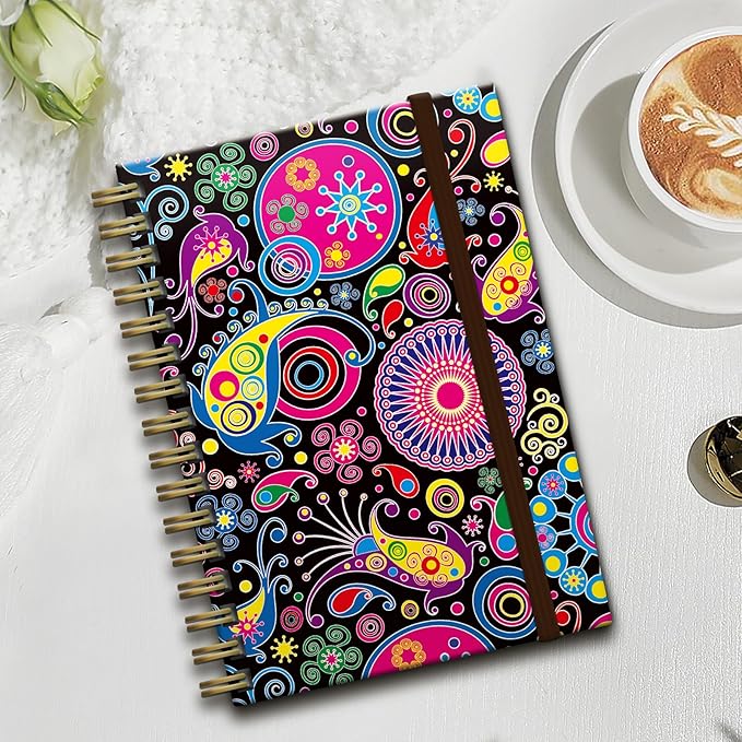 Spiral Journal Notebook,Strong TwinWire Binding with Premium Paper for Girl Women,Cool Funny 120 Pages,100gsm A5 College Ruled NotebookJournal,Perfect for Gifts Nurse Teacher Women(Colorful Flower)