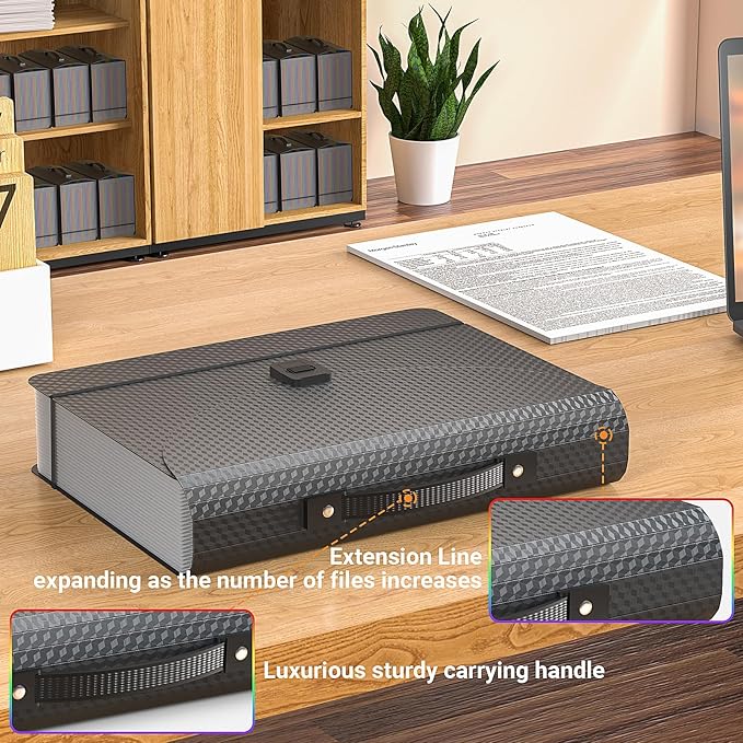 Expanding File Folders,Accordion File Organizer,25 Pockets Expandable File Folder with Plastic Handle,Portable Filing Box,Monthly Bill Receipt Paper and Document Organizer,Colored Tabs,A4/Letter Size