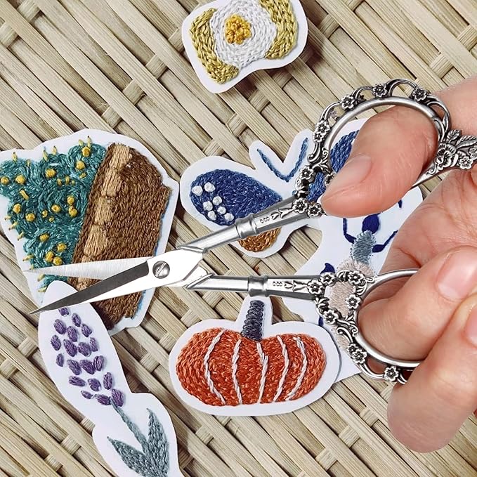 BIHRTC 4.5inch Sewing Embroidery Scissors Craft Scissor with Leather Case Sharp Tip Stainless Steel Scissors Shear for Office Home Sewing Supplies Cross Stitch Needlework DIY Antique Pewter