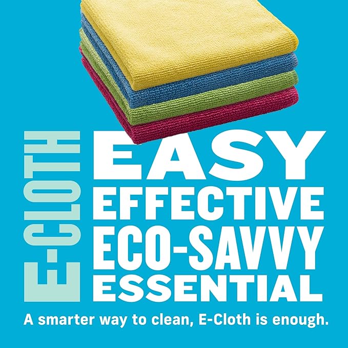 E-Cloth Microfiber Cloth 12-Pack, World's Leading Premium Microfiber Cleaning Cloth, Twice as Durable as Competition, 1 Year Guarantee, Ideal for Kitchen, Countertops, Sinks, and Bathrooms, Assorted