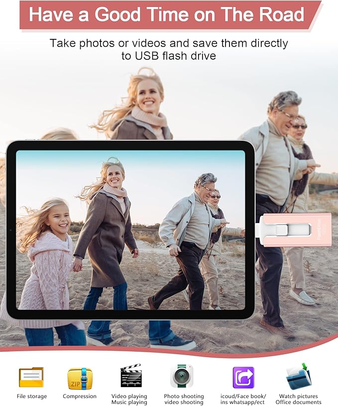 Sunany Flash Drive 512GB Thumb Drive USB Memory Stick High Speed External Storage USB Stick Photo Stick for Phone, Pad, Android, PC and More Devices (Pink)