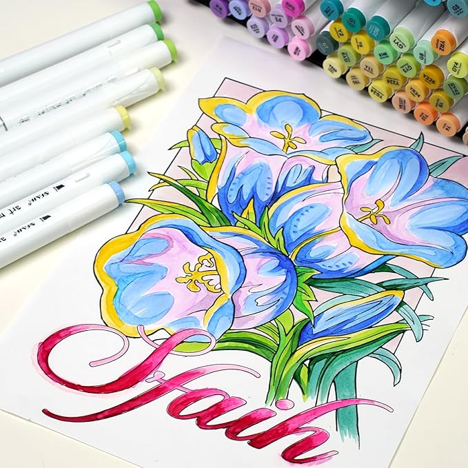 SFAIH Alcohol Markers Brush & Fine - 121 Colors Double Tipped Art Markers for Adult Coloring Illustration, Gifts for Artist Adult - Adjustable Shoulder Strap & Faux Leather Lining & Outer Zip Pocket