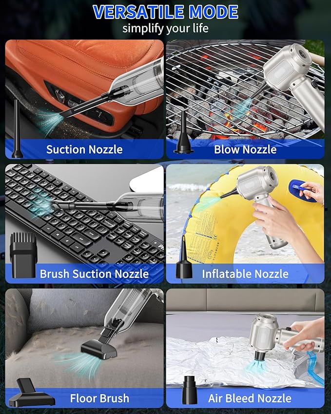 Nimbelephant Handheld Car Vacuum Cleaner, 16000Pa Suction & Blower 2 in 1 Cordless Portable Vacuum Cleaner for Car, Home, Office, Pet