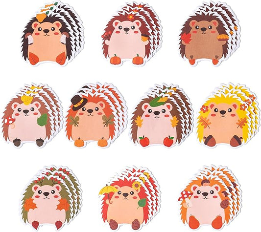 ANGOLIO Fall Cute Hedgehog Sticky Notes – 30 Pack Memo Pads, Thanksgiving Gifts Office Supplies, Autumn Classroom Decor, Self-Stick School Notes for Kids, 600 Sheets Seasonal Birthday Party Favors