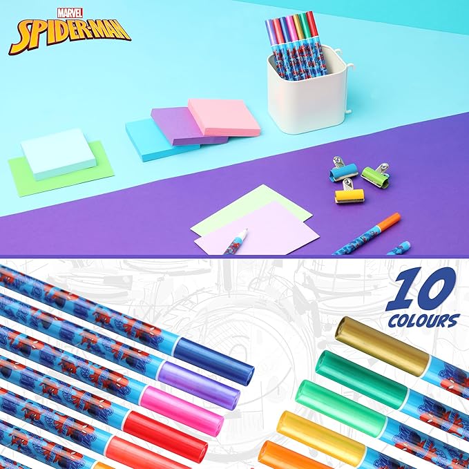 Disney Metallic Gel Pens for Kids, Colored Pens Pack of 10 School Supplies - Kids Gifts (Multi Spiderman)