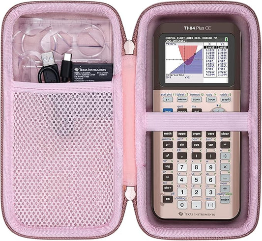 co2CREA Carrying Case for Texas Instruments TI-84 Plus CE Python Enhanced/TI-84/TI-Nspire CX II CAS/TI-Nspire CX II/TI-83 Plus/TI-89 Titanium/TI-85/TI-86 Color Graphing Calculator, Rose Gold Case