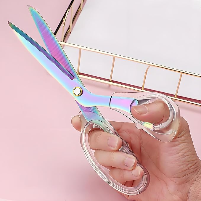 Fabric Scissors - 9 Inch Comfortable Handle All Purpose Scissors for Adults cutting,Tailor's Shears - All-Purpose Fabric, Crafting & Office & kitchen/Color