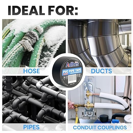 ADHES 6mil PVC Pipe Tape, 2inch x 36yd, Heavy Duty Waterproof Adhesive Tape for Plumbing, Sealing, and Pipe Repair