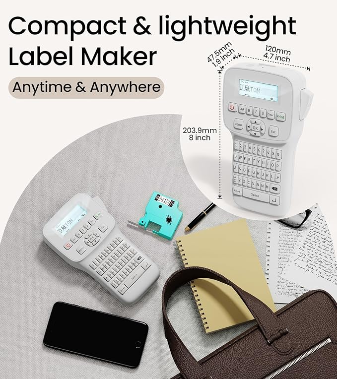 Label Maker Machine with-Tape, Handheld Label Maker with Backlit Screen & Keyboard, Portable Label Makers Rechargeable, LM1600 Bluetooth Labeler Labeling Machine for Home Office School Organization