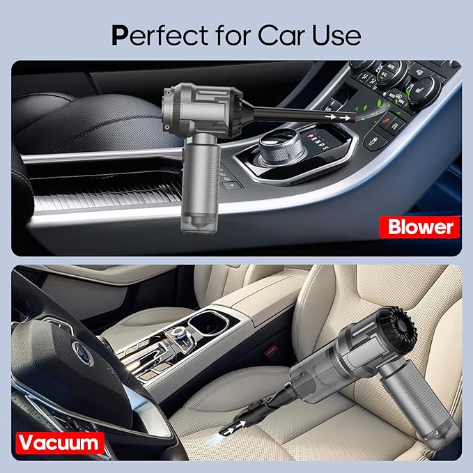 Auloea Handheld Mini Car Vacuum Cleaner, 9000Pa Vacuum Cleaner and Air Duster, 120W High Power Hand Held Vacuum with LED Light and Multi-Nozzles for Car, Home, Office, Pet /V01pro Gray
