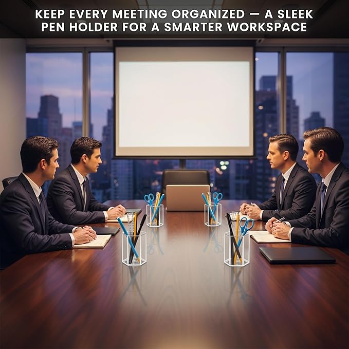 Acrylic Pen Holder for Desk | Hexagonal Cute Pen Holder | Multipurpose Clear Acrylic Makeup Organizers, Clear Toothbrush Holder Cups & Pencil Cups for Classroom, Office Desk Accessories