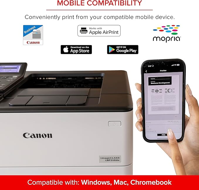 Canon imageCLASS LBP246dw - Monochrome Duplex, Wireless Laser Printer, Single Function, Mobile Ready, with 1 Year Limited Warranty, 42 PPM, White