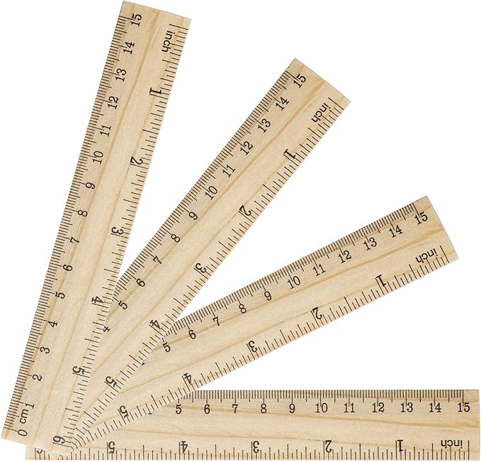 KINJOEK 144 Packs 6 Inch Wooden Rulers Bulk Double Sided Pine Wood School Small Ruler Measuring for Home, Student, Office Use, 2 Scale, 15 cm
