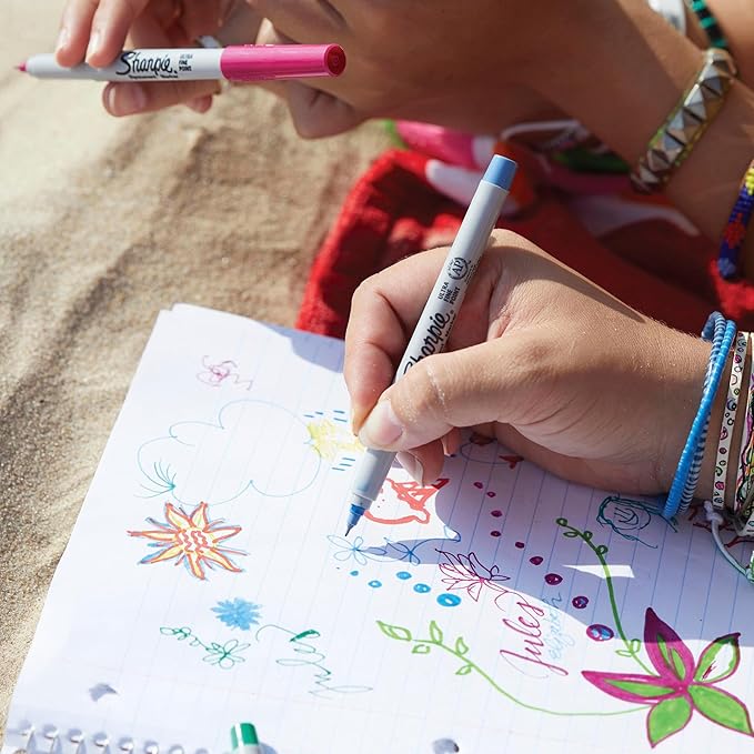 Sharpie Color Burst Permanent Marker Set, Ultra-Fine Tip Markers, Assorted Colors, 24 Count - Writing, Drawing, Artist, School, Teacher Supplies