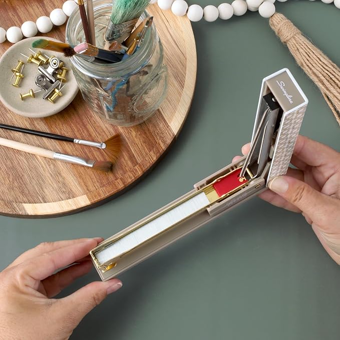 Swingline Stapler by Leah Bisch, 20 Sheet Capacity, Full Strip, Tan Tiles, Colorful Fashion Design (S700035)