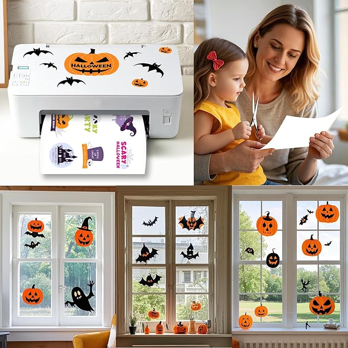 60 Sheets Premium Printable Vinyl Sticker Paper for Inkjet Printers Glossy White 8.5x11 Inch Waterproof & Vibrant Colours Retains Ink Well Tear Resistant Great for Cutting Machines