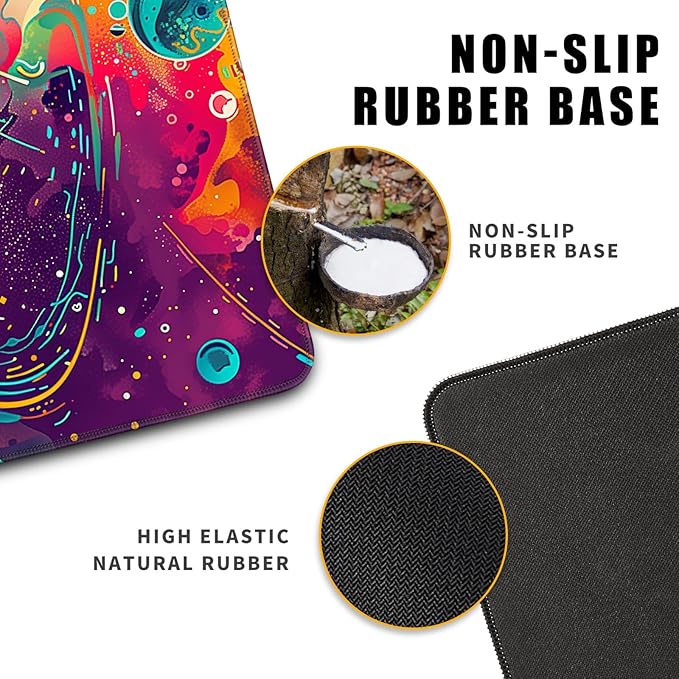 Desk Mat Colorful Space Desk Accessories Astronaut Extended Gaming Mouse Desk Pad Decorations for Office Keyboard Mousepad Mat31.5x11.8in, Stitched Edge Non-Slip Bottom Large Mouse Pad