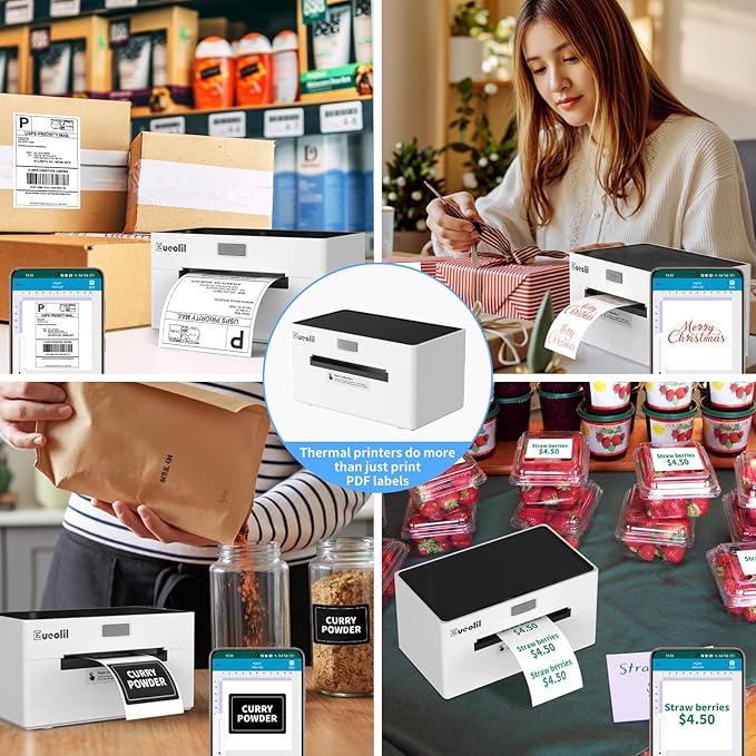 Bluetooth Shipping Thermal Label Printer, Portable 4×6 Label Makers for Small Business,Compatible with Android、iPhone、Windows＆Mac,Widely Used for Home＆Small Businesses and Office