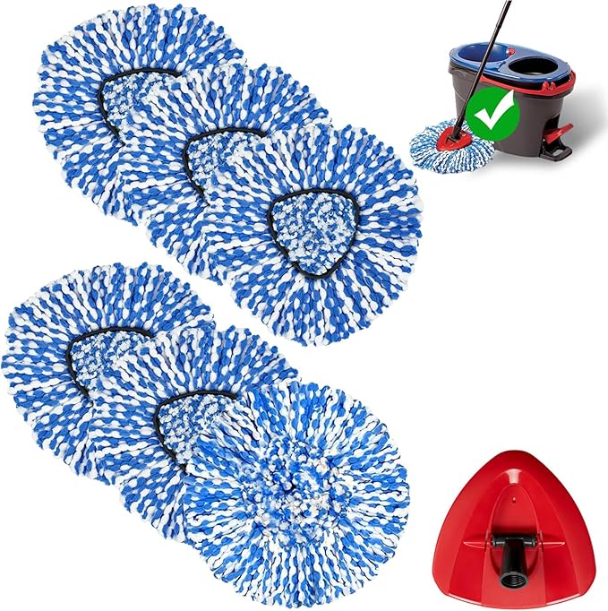 7-Pack Mop Replace Heads Compatible for O Ceda, Spin Mop Refill Head Replacement for RinseClean 2-Tank System - Fluffy Microfiber, Machine Washable and Easy to Replace