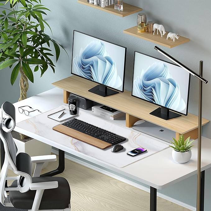 Desk Mat, Desk Pad Dual Leather Sided Desktop Mat for Office and Home,Desk Organization and Accessories - Ideal for Large Mouse Pad and Desk Mats on Top of Desks (White Marble 31.5"x 15.7")