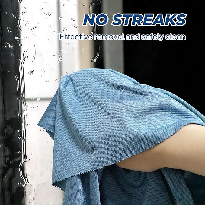 Microfiber Cleaning Cloths Glass Cleaner: 8 Packs 18X18 Window Cleaner Kit Wine Glasses Polishing Cloth Lint Free Washable Reusable Quickly Clean Mirro Screen Stainless Steel Windshield (Alaskan Blue)